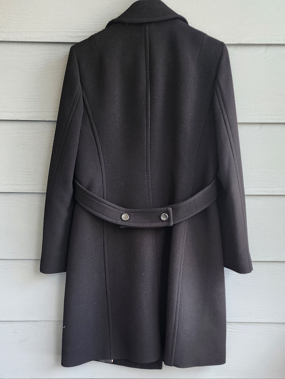 J.Crew Black Wool Double Breasted Trench Coat Peacoat Jacket Sz 6 - Picture 3 of 11